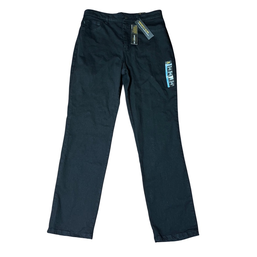 Lee Black Straight High Rise Slim Relaxed Fit NWT Womens Medium 10 Jeans Stretch